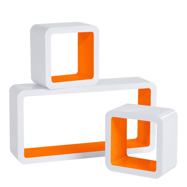 Набір з 3 настінних полиць RG9229 (Білий з помаранчевим)Набір з 3 настінних полиць RG9229 (Білий з помаранчевим)