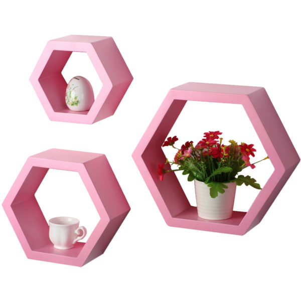 Полиця настінна шестикутна RG9244 (Рожевий)Полиця настінна шестикутна RG9244 (Рожевий)