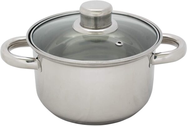 Каструля з нержавіючої сталі зі скляною кришкою 3,5л 20см