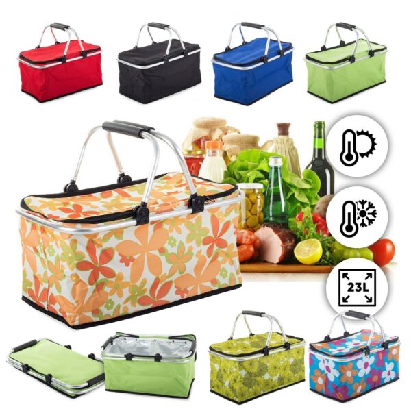 Алюмінієвий кошик для покупок Складаний кошик для пікніка з кришкою термо кошикАлюмінієвий кошик для покупок Складаний кошик для пікніка з кришкою термо кошик